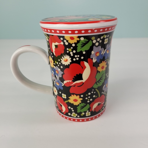 Vera Bradley Coffee Tea Mug Poppy Fields Barnes & Noble With Lid Cover 8 oz - Picture 4 of 8